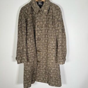 Vintage 60s Burberry Irish Tweed Men's Overcoat Brown Wool Luxury